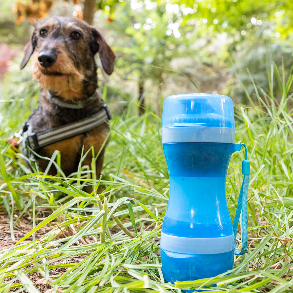 HappyPet™ 2-in-1 Travel Bottle for Dogs & Pets – Water & Food Dispenser for Walks & Trips